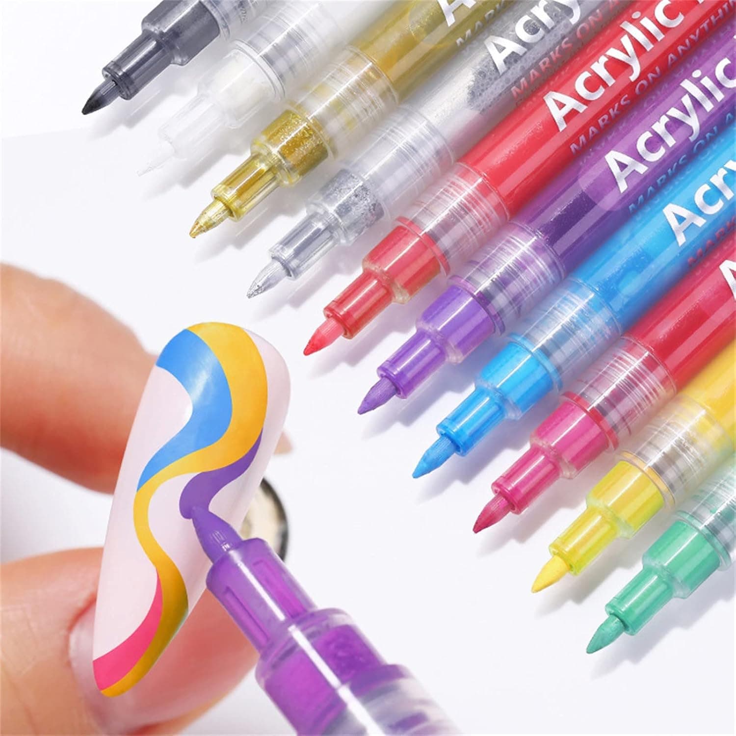 1PC Nail Pen Waterproof Nail Polish Pen Quick Dry Long Lasting DIY Abstract Lines Painting Pen for Nail Portable Tip Nail Pen 2.5ml