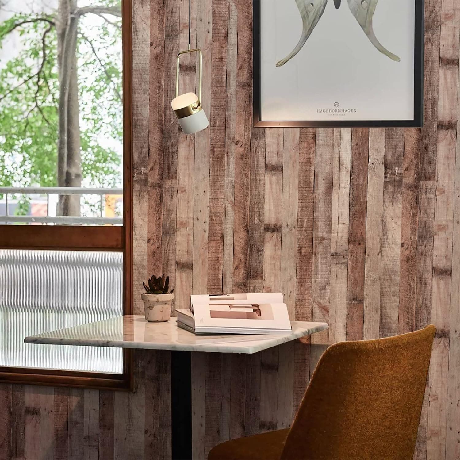 Kononia 920594 Peel and Stick Wallpaper,Wood Plank Wallpaper, Vinyl Self Adhesive Wallpaper 17.7"x 118.1"(3meters)