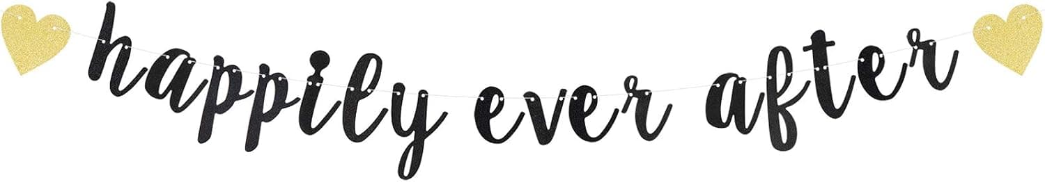 Happily Ever After Cursive Script Bunting Banner Wedding Anniversary Bride to be Engagement Party Decoration