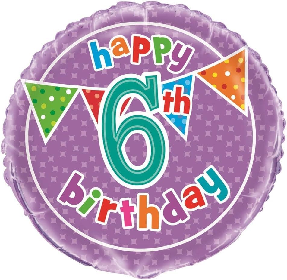 18" Foil Polka Dot 6th Birthday Balloon