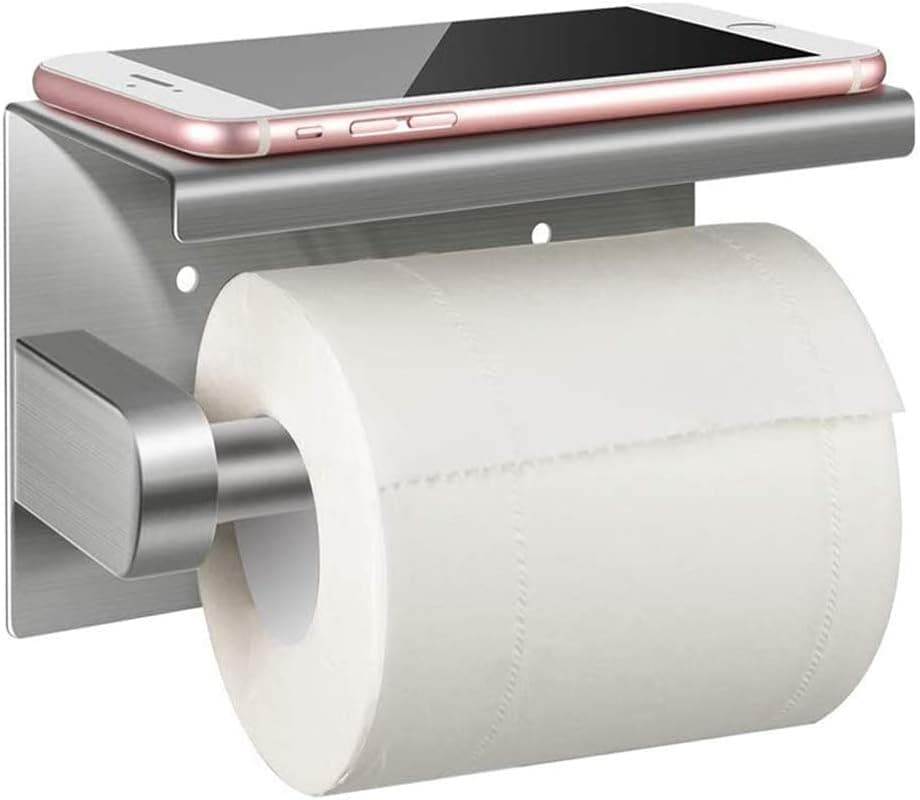 Toilet Paper Towel Holder, Toilet Paper Holder with Shelf, drilled Toilet Paper Holder, Polished Stainless Steel