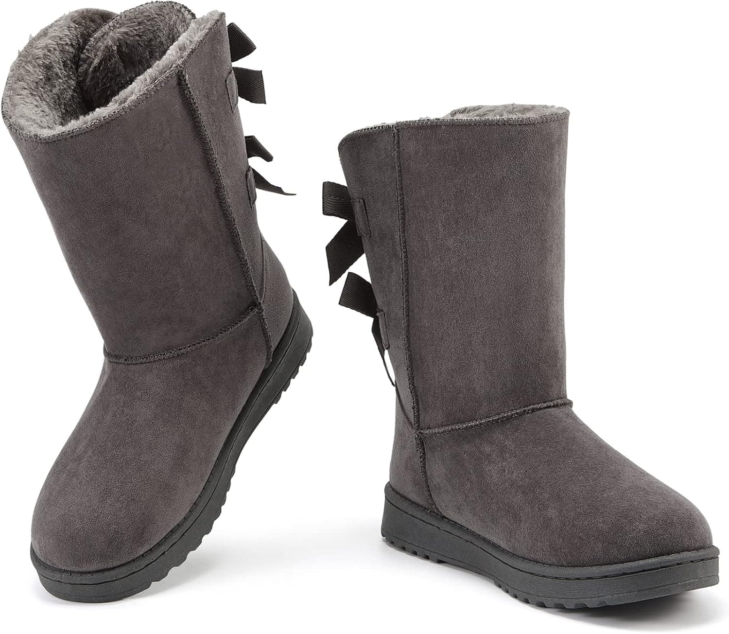 hash bubbie Women's Mid Calf Boots Snow Boots Fuzzy Winter Boots Fur Lined Ankle Booties Warm Boots