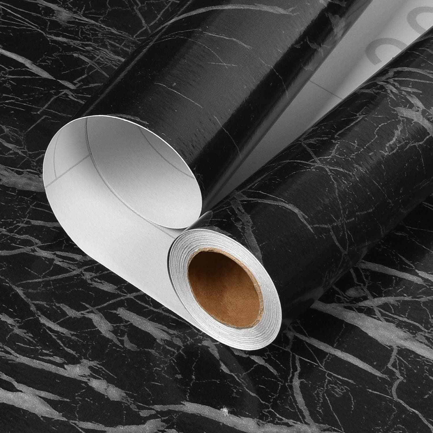 Caltero Black Marble Wallpaper 17.7In x 32.8Ft Black Marble Contact Paper Peel and Stick Wallpaper Self Adhesive Removable Waterproof Marble Wallpaper PVC for Kitchen Countertop Table Shelf Drawer