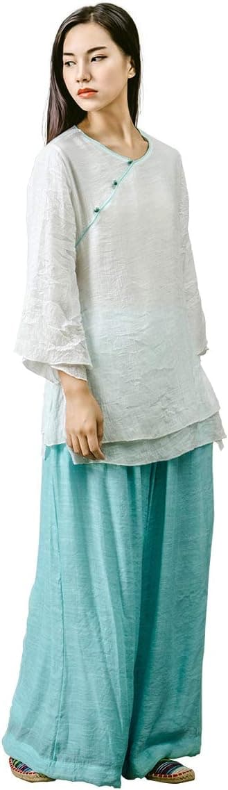 KSUA Traditional Chinese Clothing Womens Tai Chi Clothing Zen Meditation Uniform Kung Fu Clothing for Martial Arts Qigong