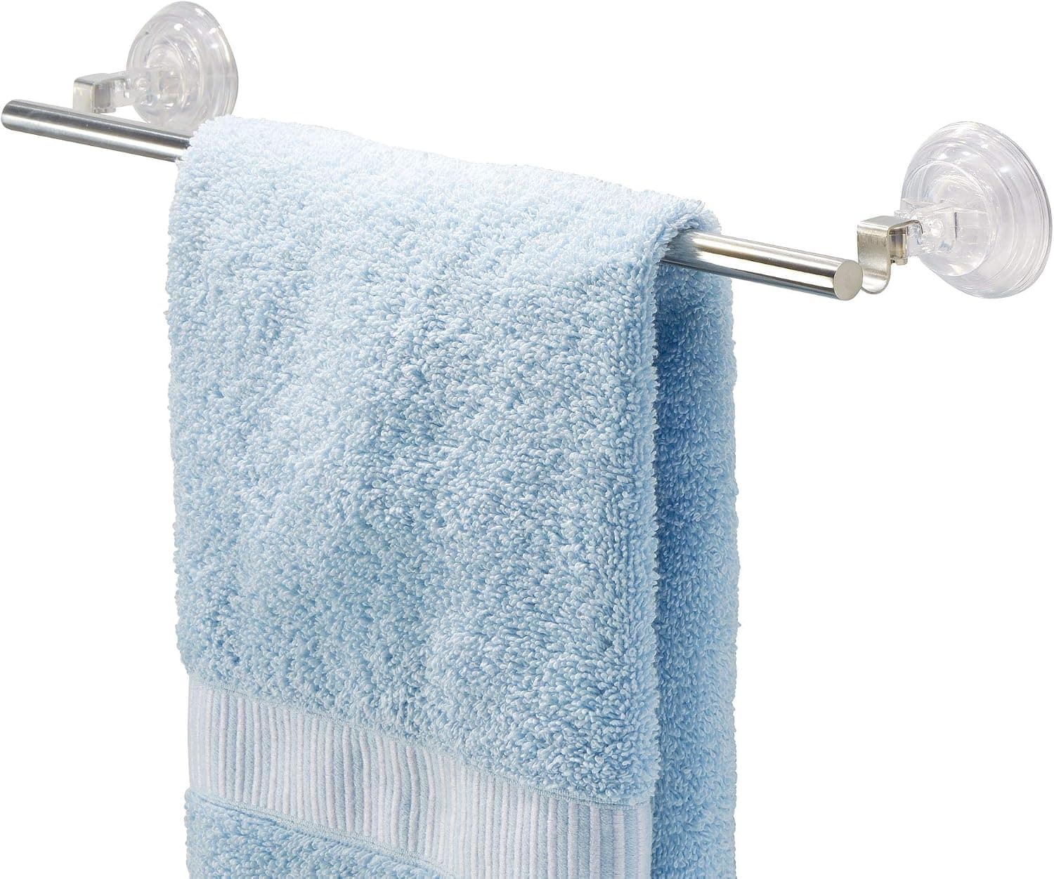 iDesign Reo Metal Power Lock Suction Towel Bar Rack for Bathroom, Kitchen Use, 1.75" x 17.5" x 3.25"
