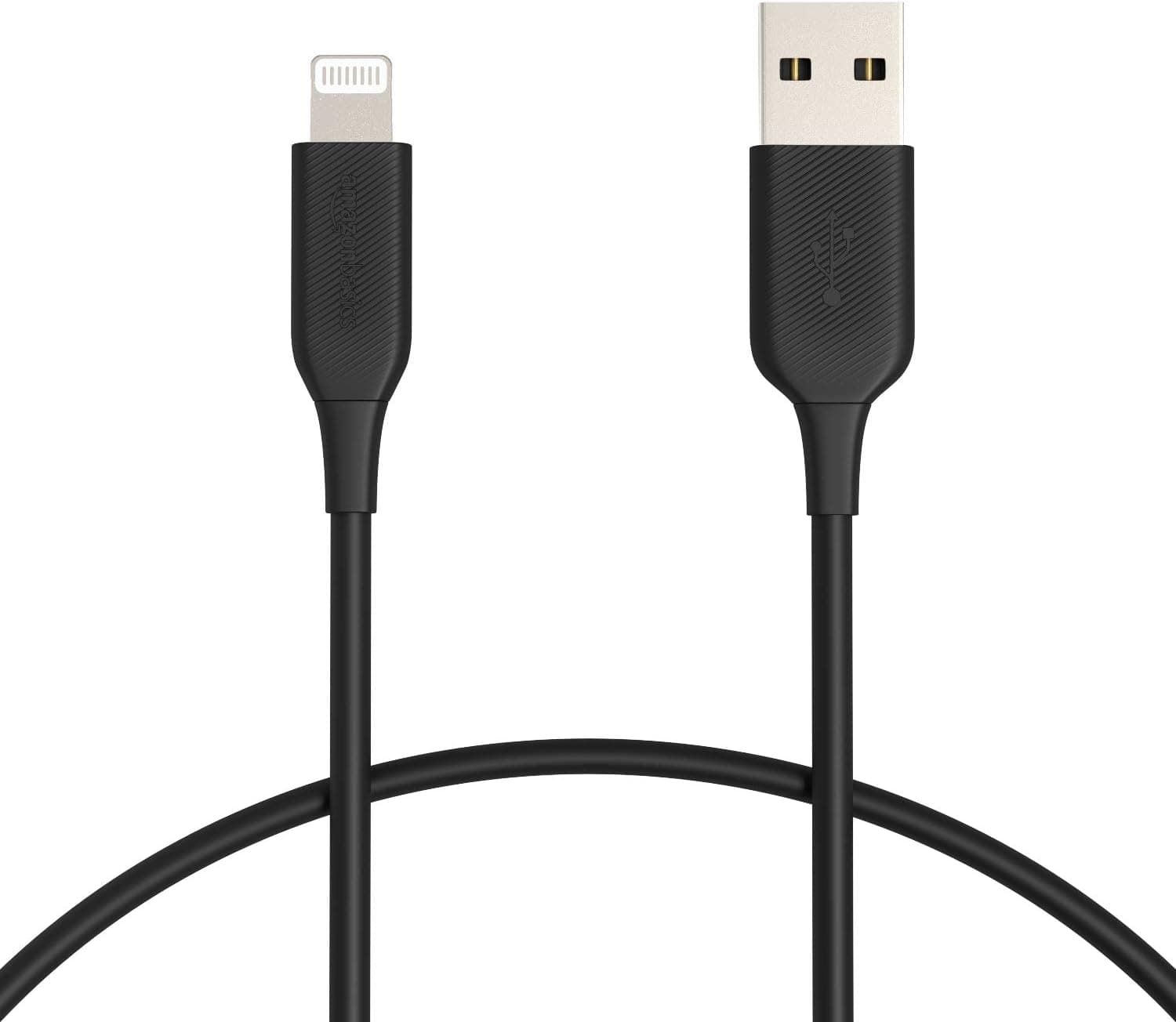 Amazon Basics ABS USB-A to Lightning Cable Cord, MFi Certified Charger for Apple iPhone, iPad, Black, 1-Ft