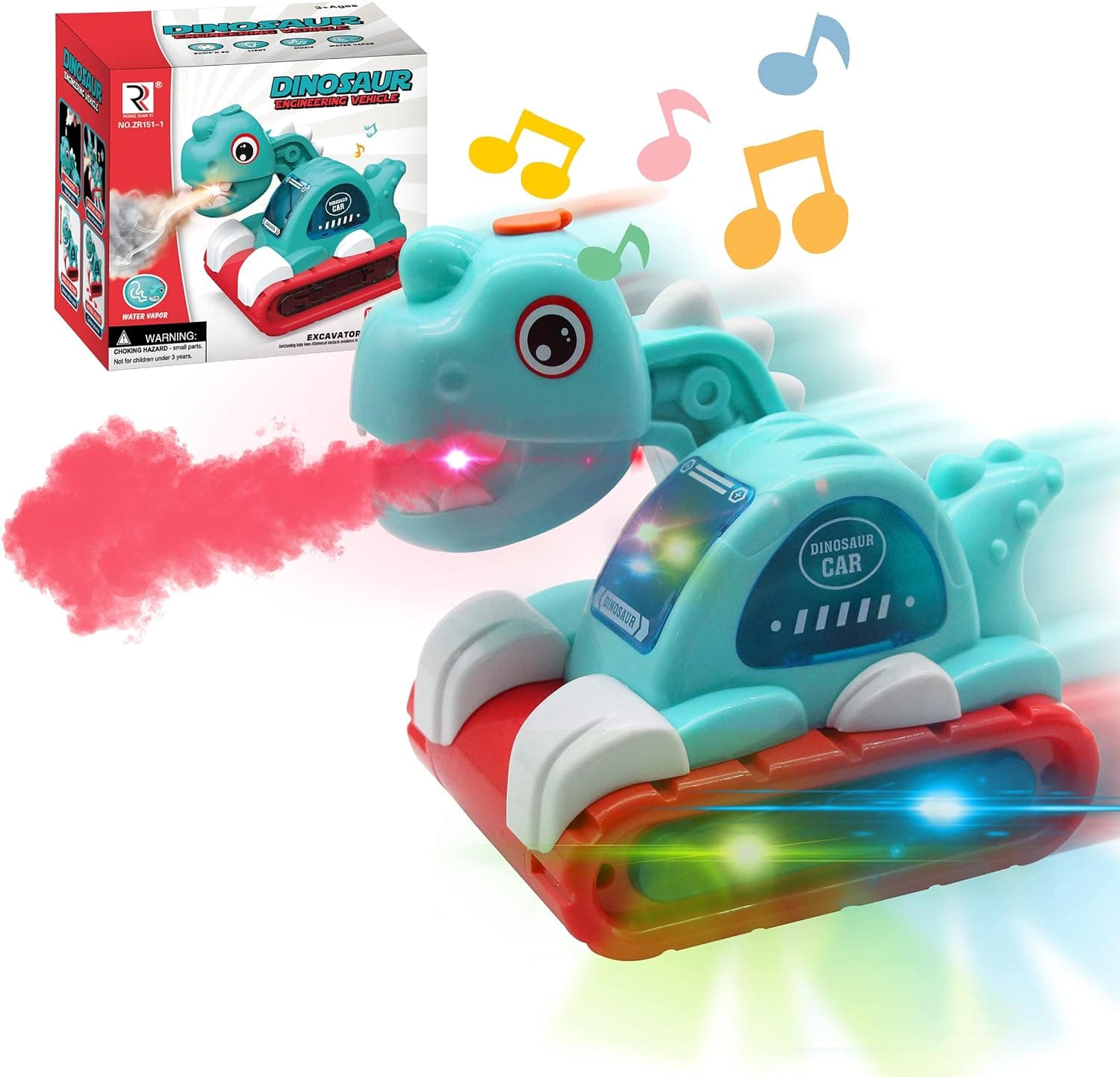 Lalalancer Dinosaur Toy Car - Dino Cars with Music Flashing Light and Spray Dinosaur Toys for Toddlers Boys Kids 3 4 5 6 7 Years Old