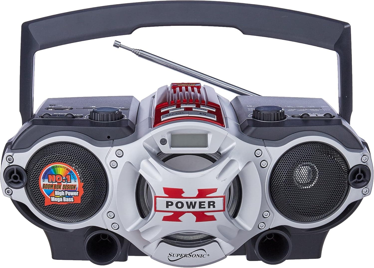 Supersonic SC1395RD USB/SD/AUX/Radio Portable Audio Player, Red