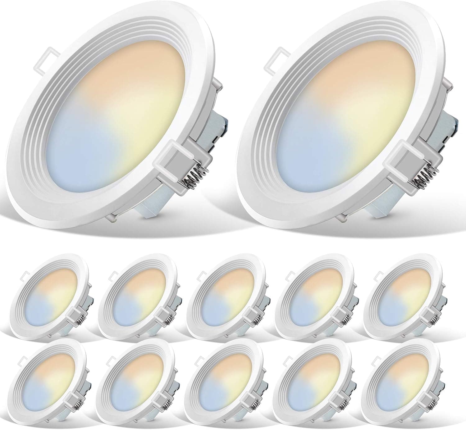 5CCT LED Slim Recessed Lighting, 6 inch Downlight, 14W=85W, Dimmable, 850LM CRI 90+, 2700K/3000K/4000K/5000K/6500K Selectable, Simple Retrofit Installation, Wet Rated, ETL&Energy Star Listed, 12 Pack