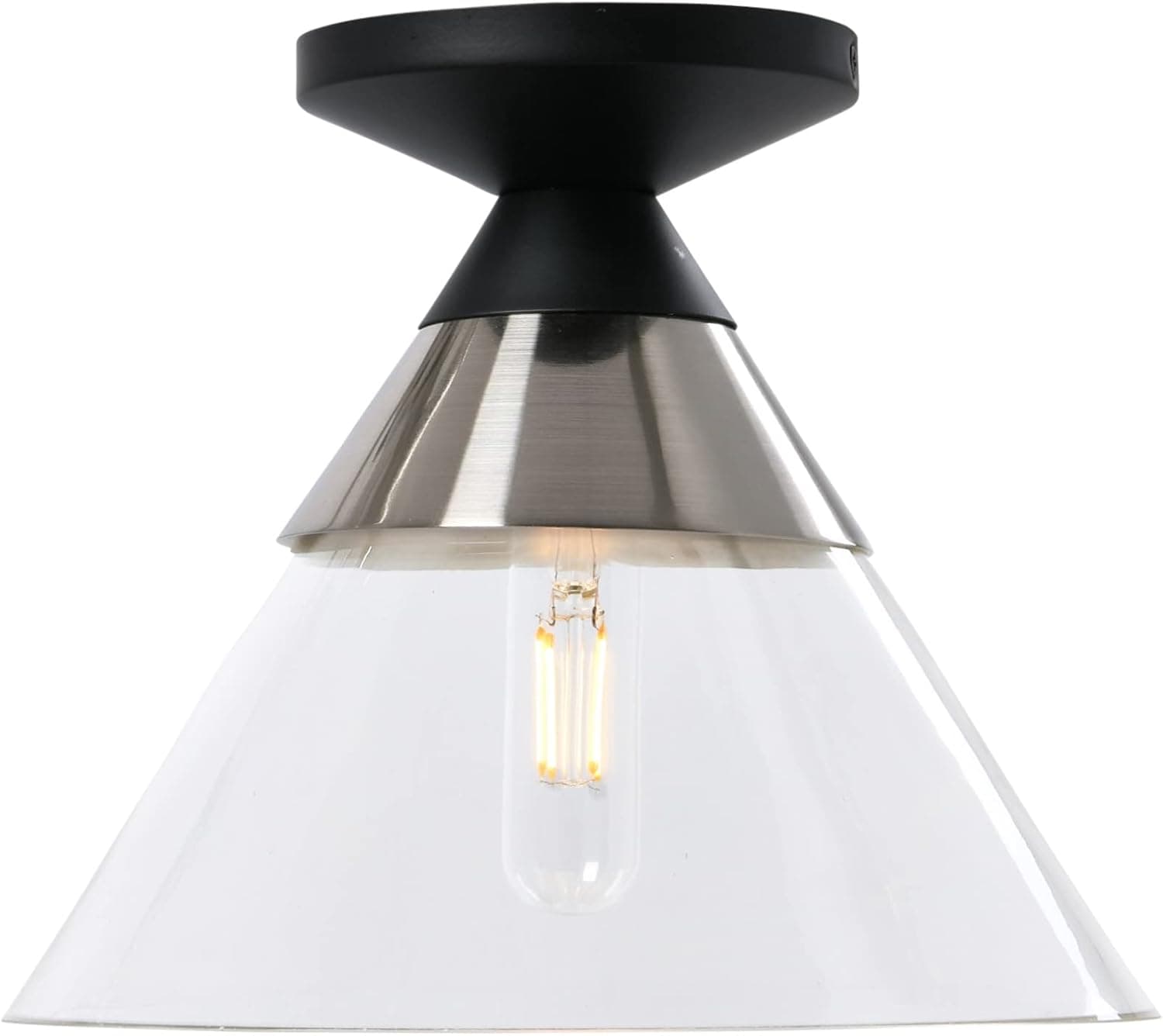 Robert Stevenson Lighting - Theo Metal and Conical Glass Flush Mount Ceiling Light