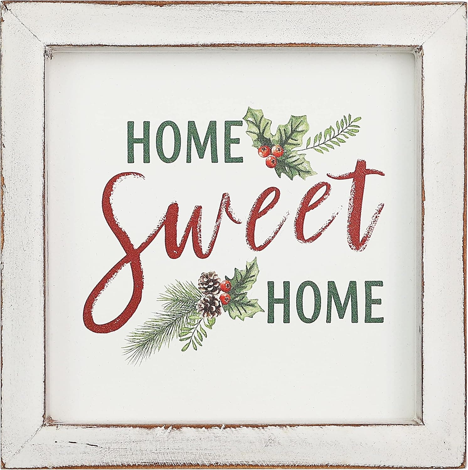 NITYNP Home Sweet Home Christmas Woood Signs for Home Décor, Christmas Wooden Boxes Tiered Tray Decorative, Xmas Decorations for Table Centerpiece 6”x6 (Home Sweet Home)