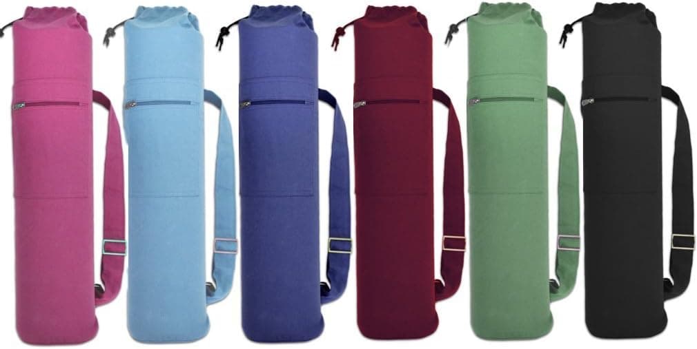 YogaAccessories (TM) Cotton Drawstring Yoga Mat Bag - Teal Green