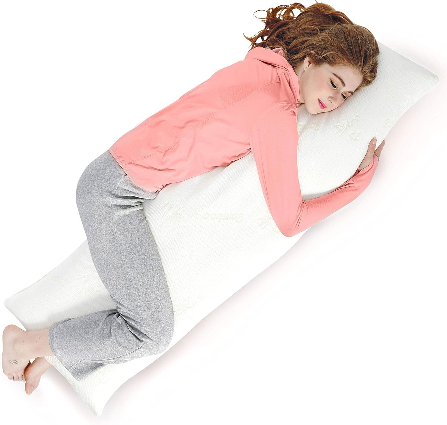 AmazingDreams Full Body Pillow - Side Sleeper Pillow and Pregnancy Pillow with Washable Bamboo Cover