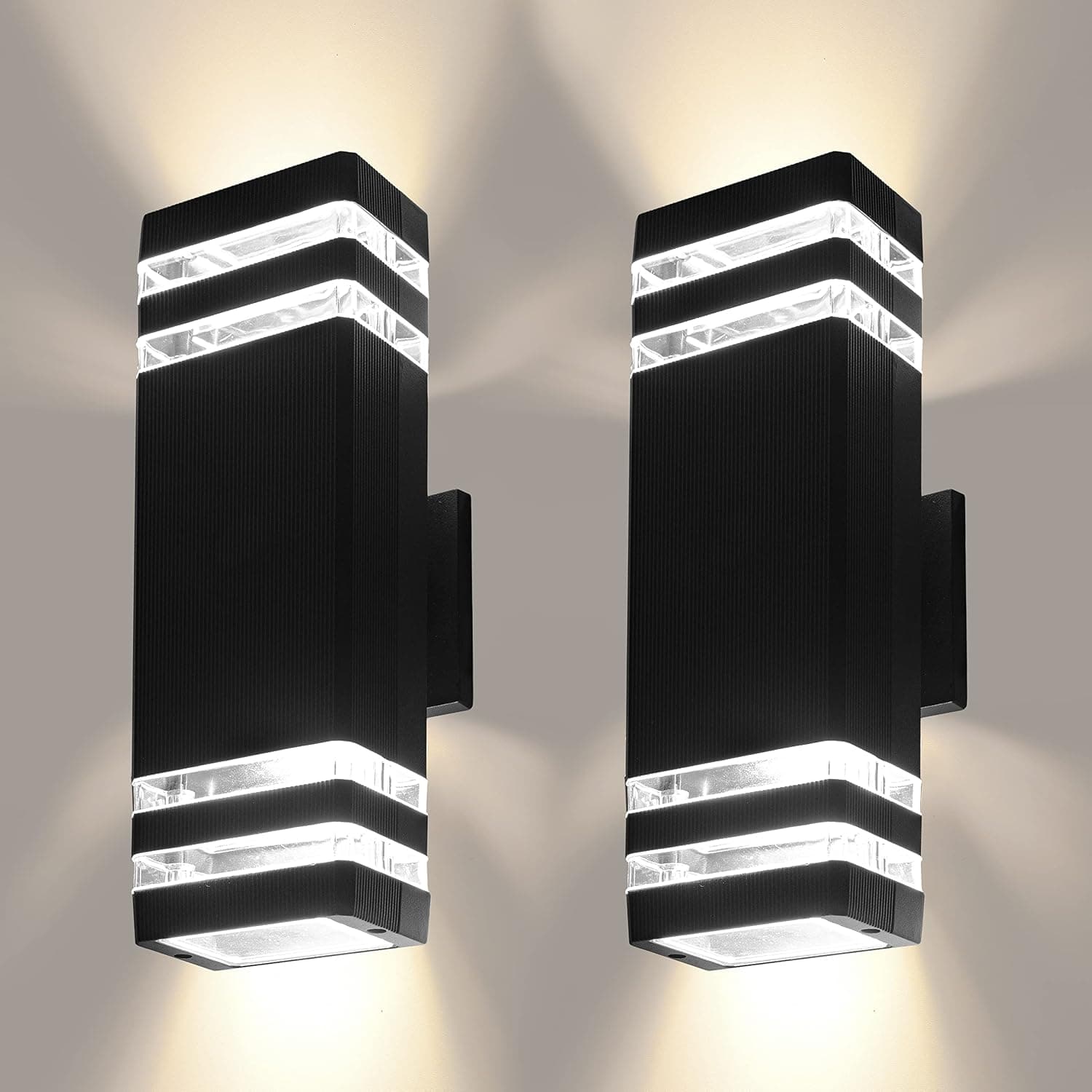 Bluex Bulbs LED Outdoor Wall Lights - 2 Pack 8W 3000K Warm White 1300 Lumens - Wall Mount Outdoor Light Fixture for Exterior Light Fixture Wall Patio Porch Lights Up & Down Waterproof Fixture (Large)