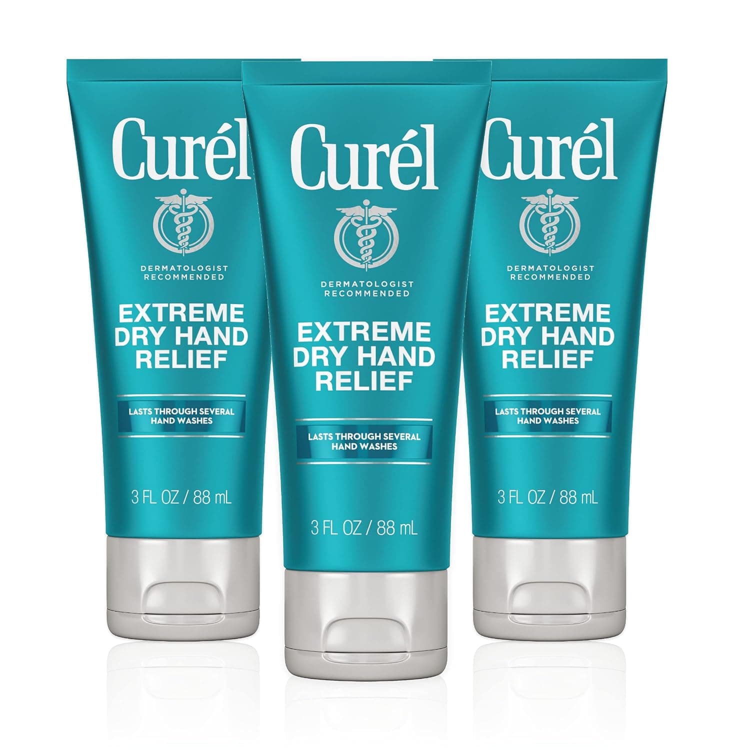 Curl Extreme Dry Hand Cream, Travel Size Lotion for Dryness Relief, Easily Absorbed Hand Cream for Long-Lasting Relief after Washing Hands, with Eucalyptus Extract, 3 Fl Oz (Pack of 3)