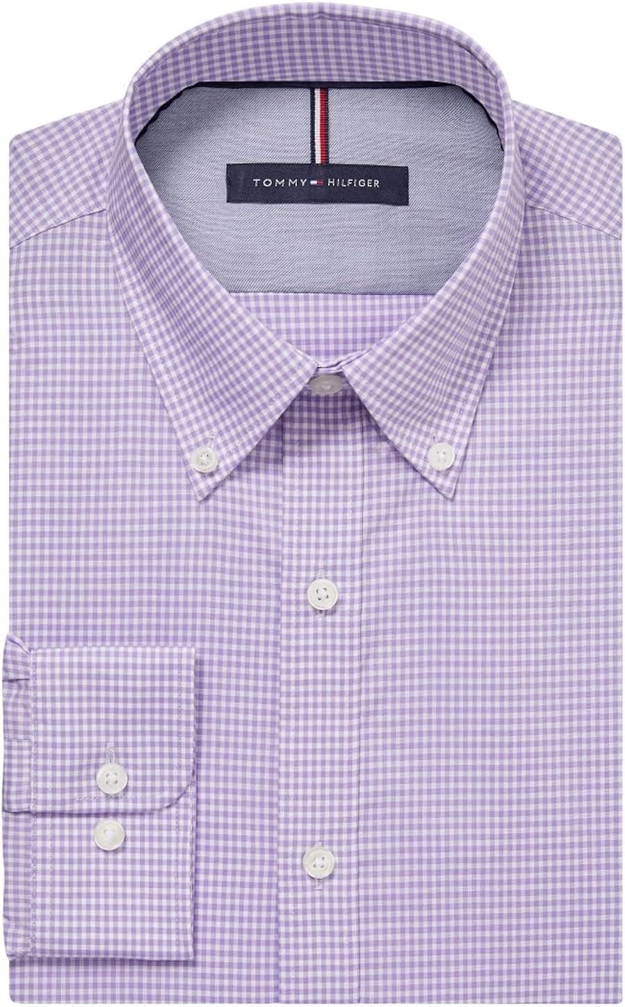 Tommy Hilfiger Men's Dress Shirt Slim Fit Non Iron Gingham