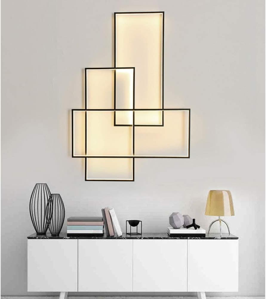 Sconces Wall Lighting Living Room Hallway Staircase Bedroom Wall Decor Dimmable LED Wall Mount Lamp Fixture Modern Design Square Acrylic-Shade Wall Sconces Light for Bedside Bathroom Mirror (Black)