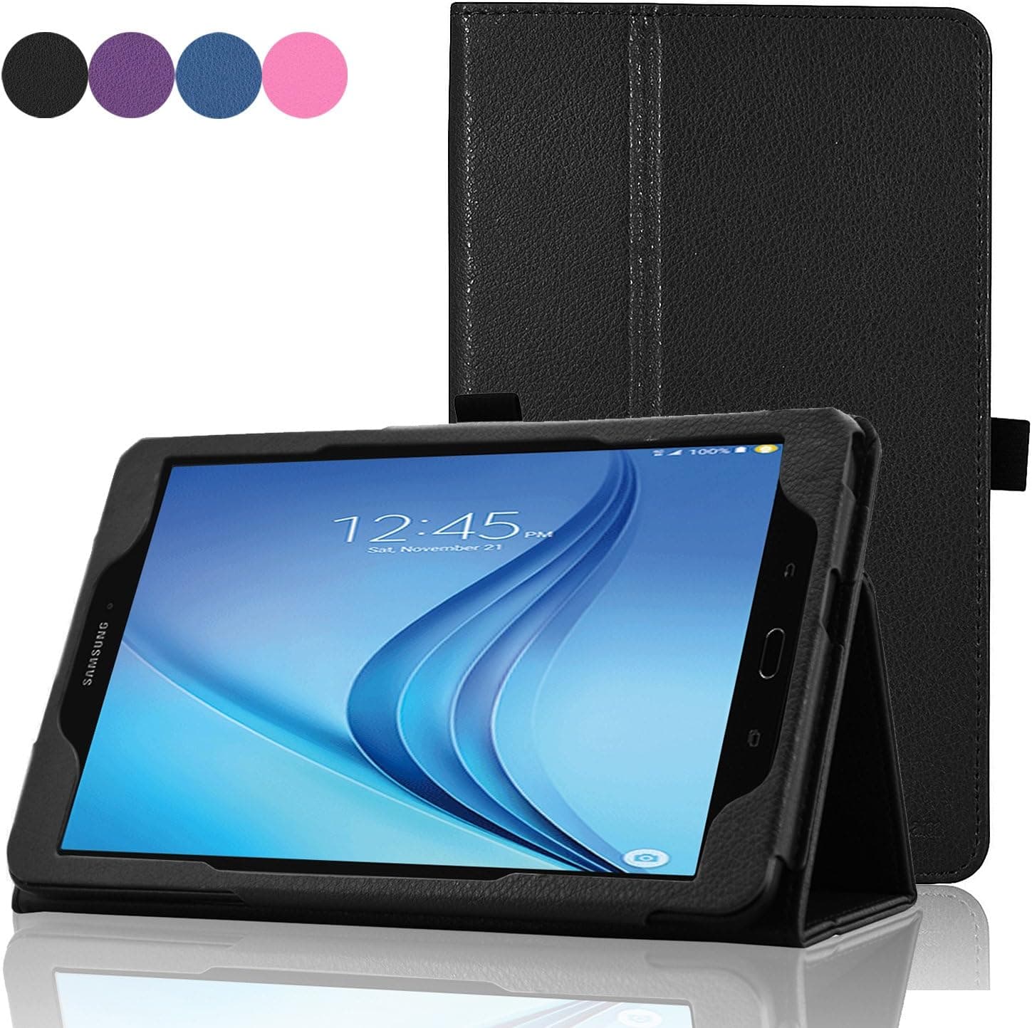 Acdream Samsung Galaxy Tab E 8.0 Case, Folio Prenium PU Leather Cover Case for Samsung Galaxy Tab E 8.0 Inch Tablet 2016 Release, Black