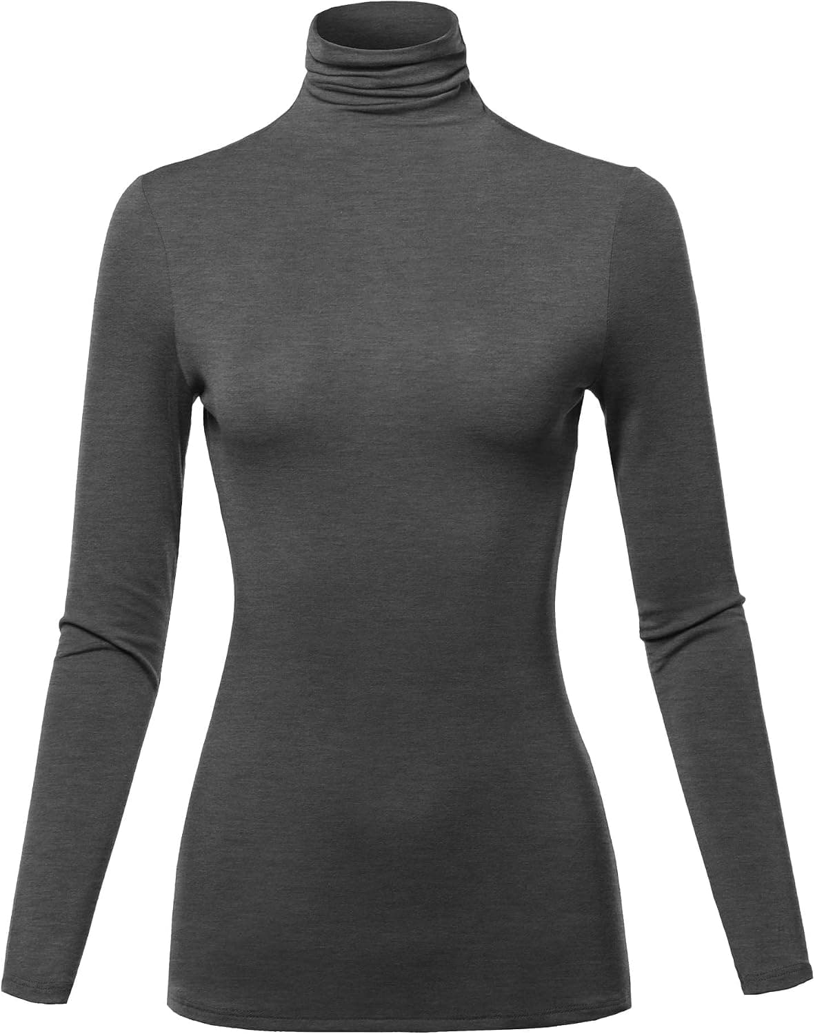 SSOULM Women's Slim Lightweight Long Sleeve Pullover Turtleneck Shirt Top with Plus Size