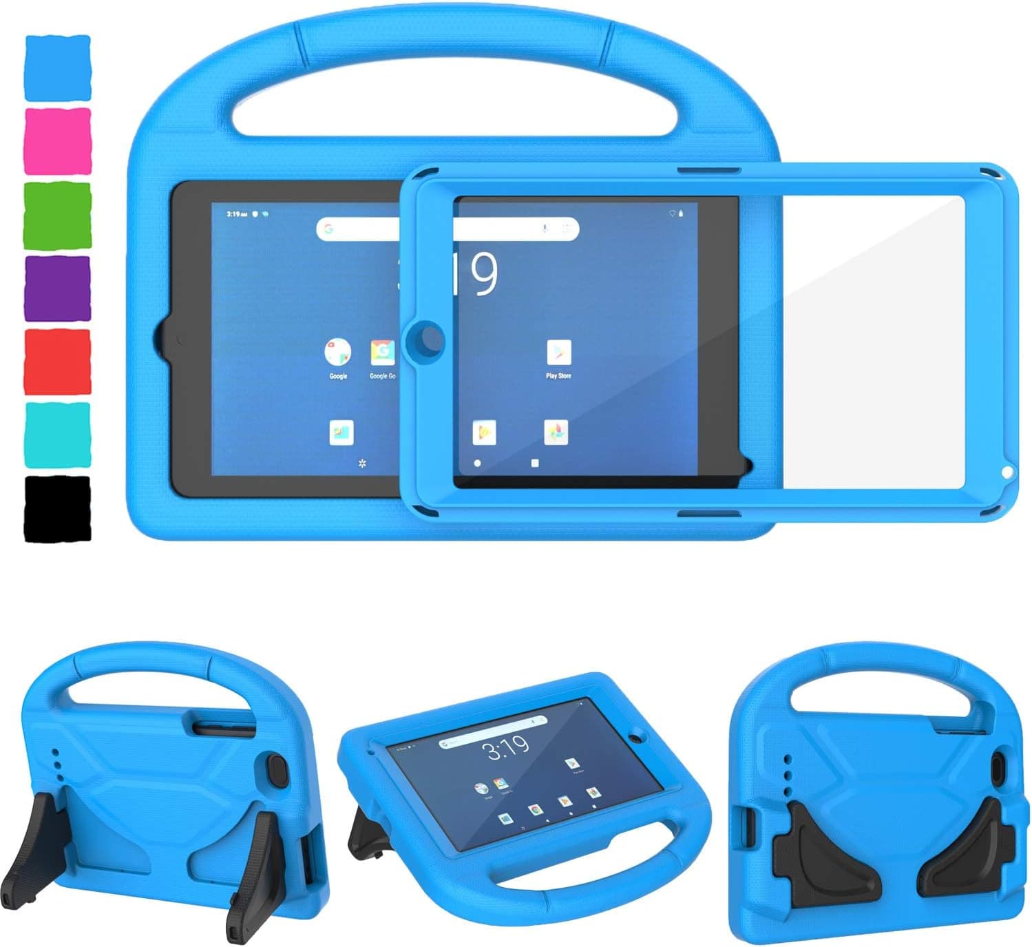 Tirin Kids Case for Walmart Onn 7 inch Tablet, Built-in Screen Protector, Shockproof Handle Stand Cover Case for Surf Onn 7" Android Tablet 2020/2019 (Model:100005206/100015685),Blue