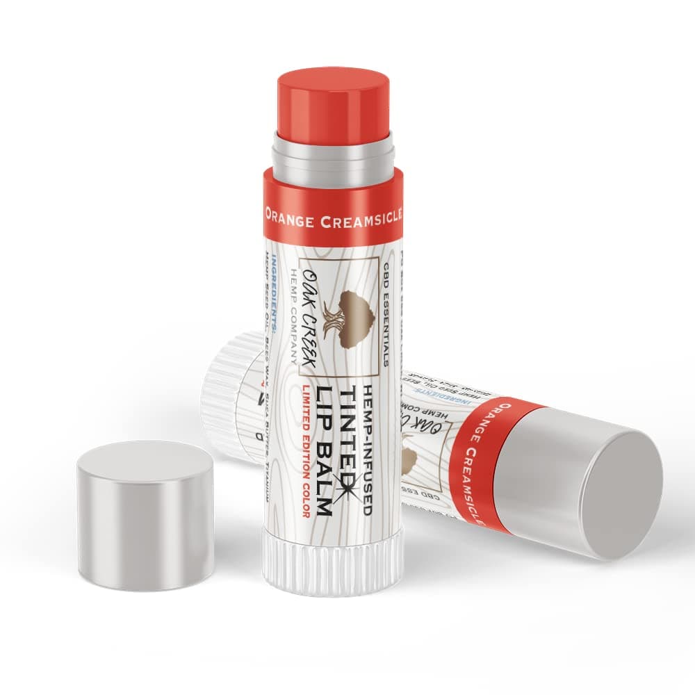 Oak Creek Hemp Company - Hemp Seed Oil Lip Balm - Orange Creamsicle - Limited Edition Color & Flavor (Sheer color with a sheen finish) || With Natural Sun Protection || 0.15oz Tube