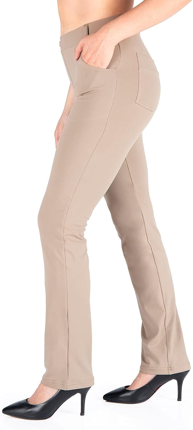 Yogipace,Belt Loops,Women's Petite/Regular/Tall Straight Leg Yoga Dress Pants