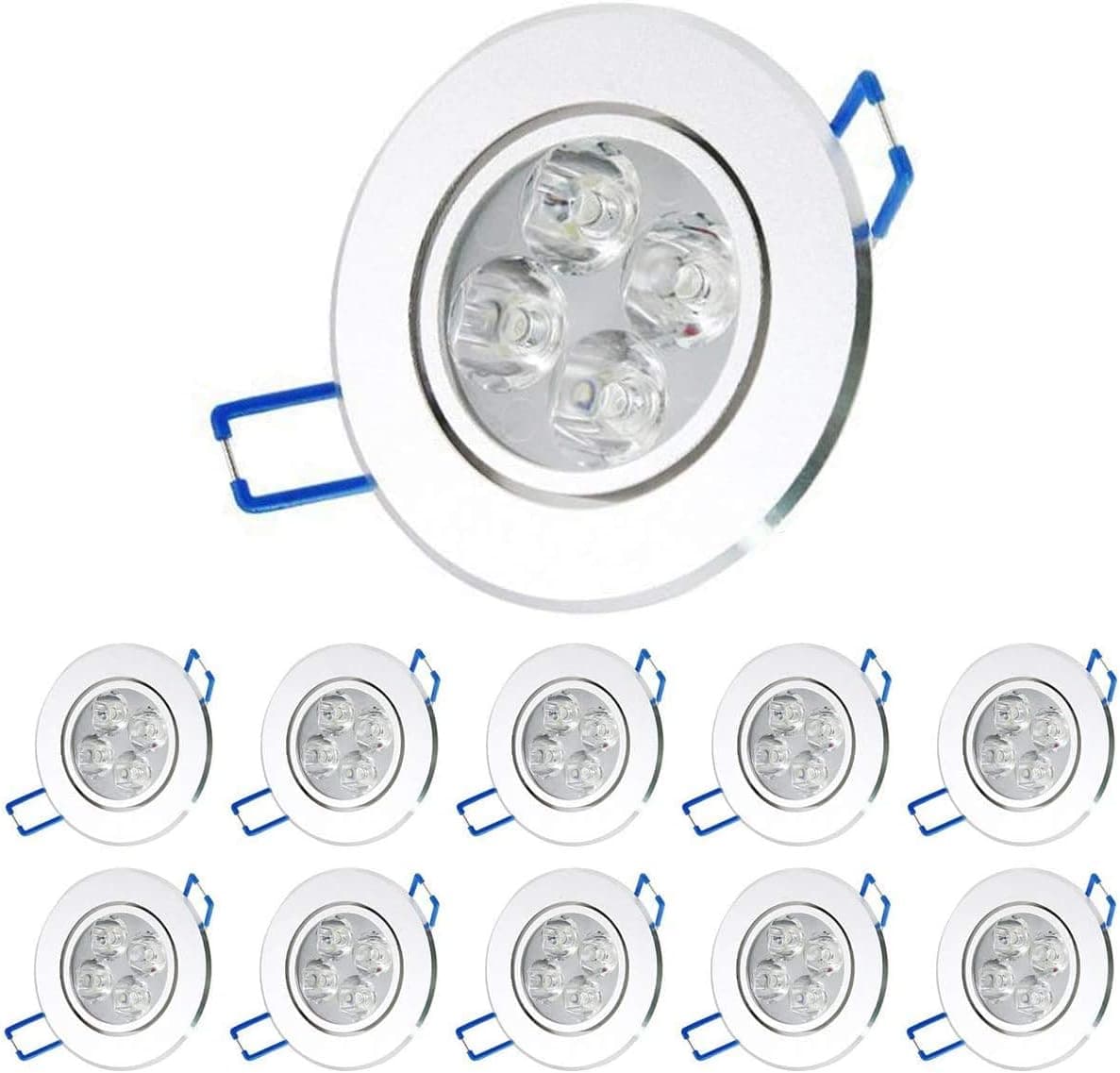Pack of 10 LED Ceiling Light Downlight, Spotlight Lamp Recessed Lighting Fixture,with LED Driver (Warm White, Pack of 10,4w)