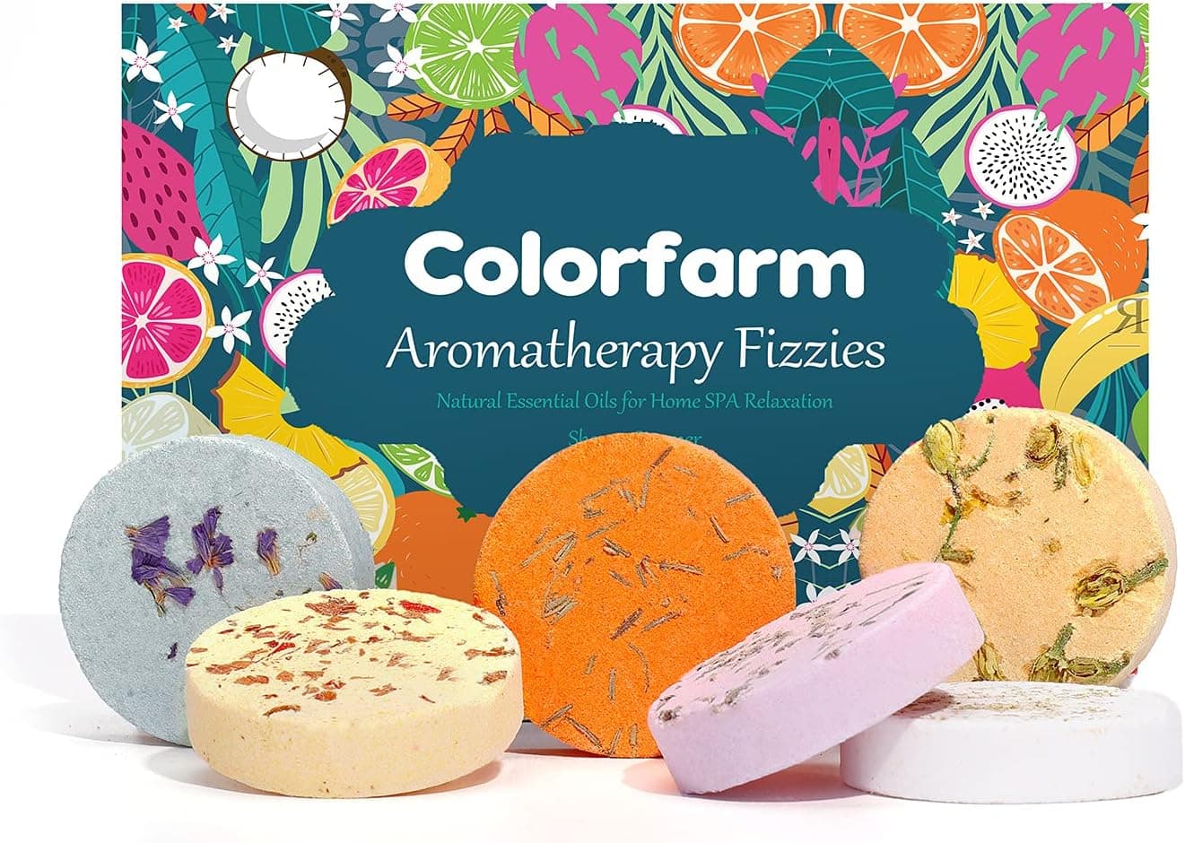 Colorfarm Aromatherapy Shower Steamers-Set of 6X with Essential Oils Shower Bombs for Wife Mom Sister Girlfriend Holiday Birthday Mother's Day Gift Set,Vapor Steam Tablets, Home Spa Stress Relief