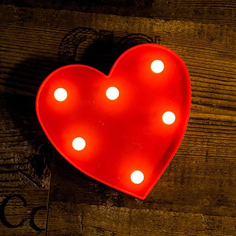Foaky LED Letter Lights Sign Light Up Letters Sign for Night Light Wedding/Birthday Party Battery Powered Christmas Lamp Home Bar Decoration(Red Heart)