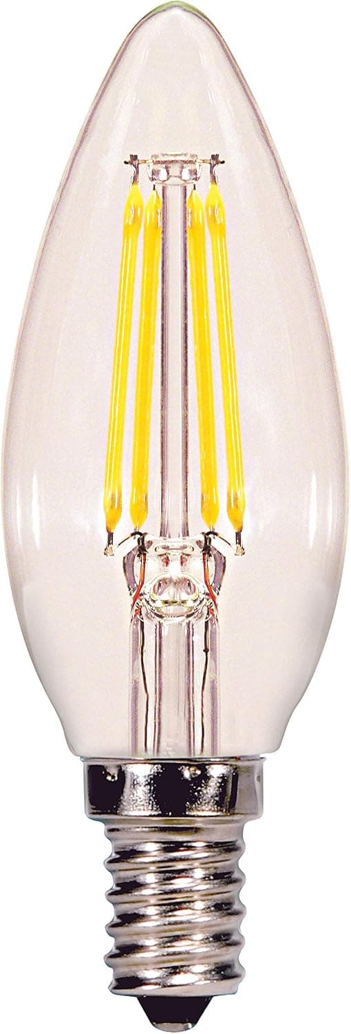 Satco 21708-4.5W B11 LED Clear Candelabra base 2700K 350 Lumens 120V 3-Pack Blunt Tip LED Light Bulb