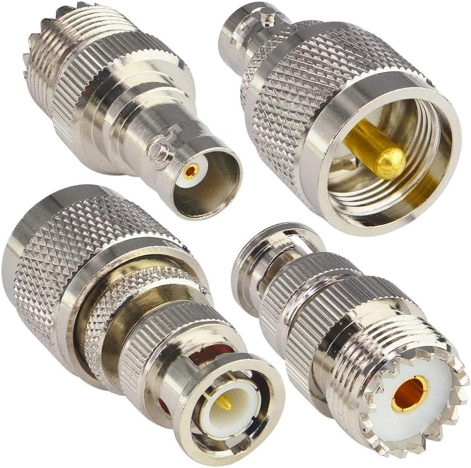 onelinkmore BNC to UHF 4 Type RF Connector Kit Coaxial BNC Male Female to UHF Male Female RF BNC UHF Radios Adapter Kit for Antennas Wireless LAN Devices Coaxial Cable Wi-Fi Radios External Antenna…