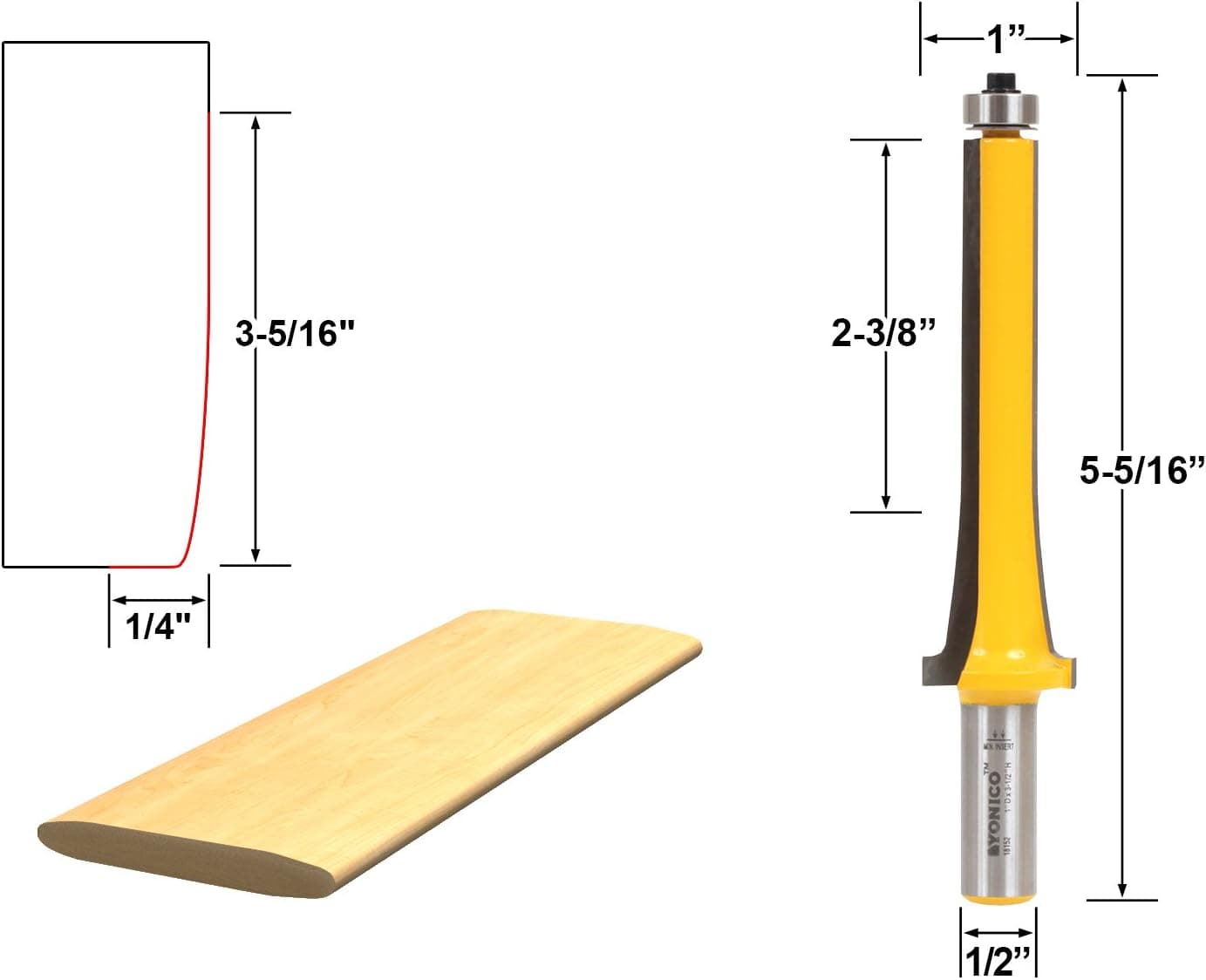 Yonico Router Bits Louver Slat 1-13/16-Inch 1/2-Inch Shank 18152