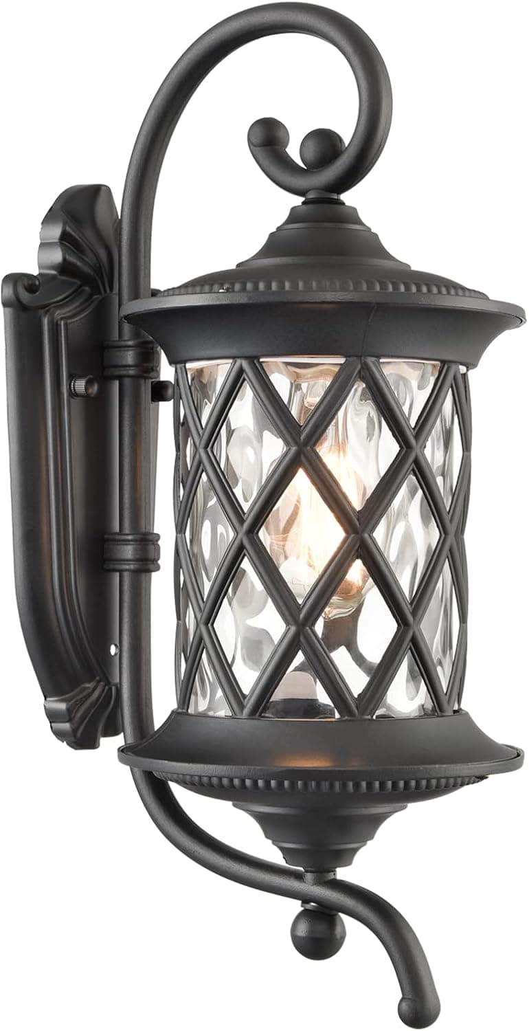AXILAND Black Outdoor Wall Lights Exterior Light Fixture Water Glass Waterproof Outside Wall Lights for House Patio Garage