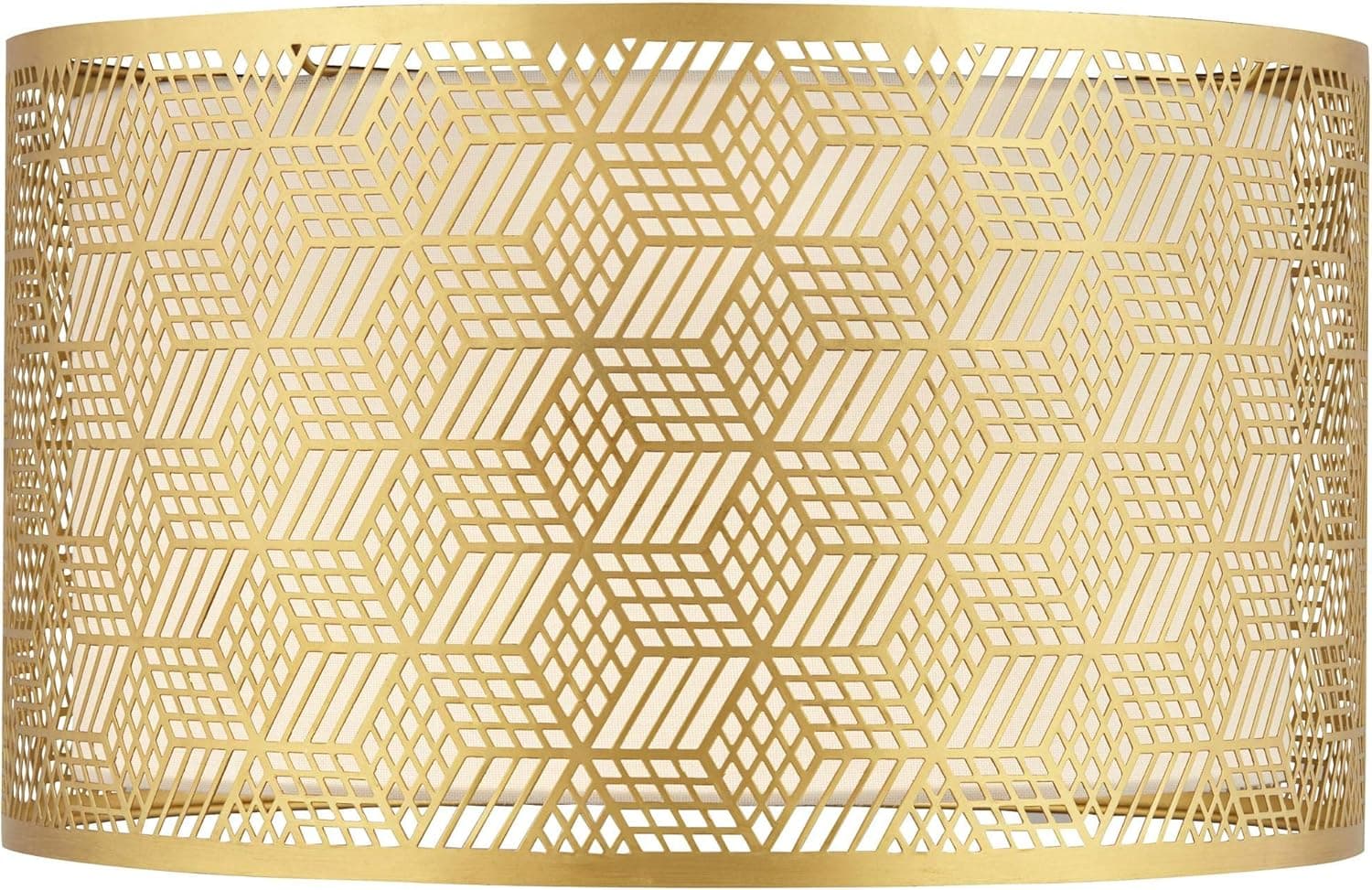 Gold Finish Laser Cut Metal Large Drum Lamp Shade 17" Top x 17" Bottom x 10" High (Spider) Replacement - Springcrest