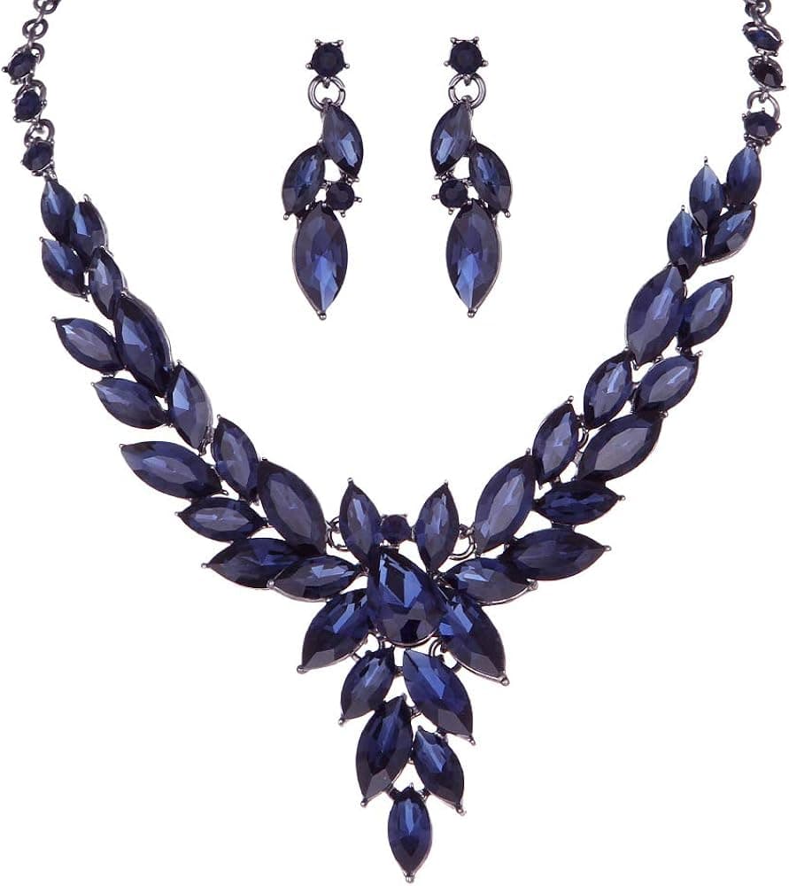 Molie Crystal Necklace Earrings Jewelry Sets for Bridal Bridesmaids Wedding Party