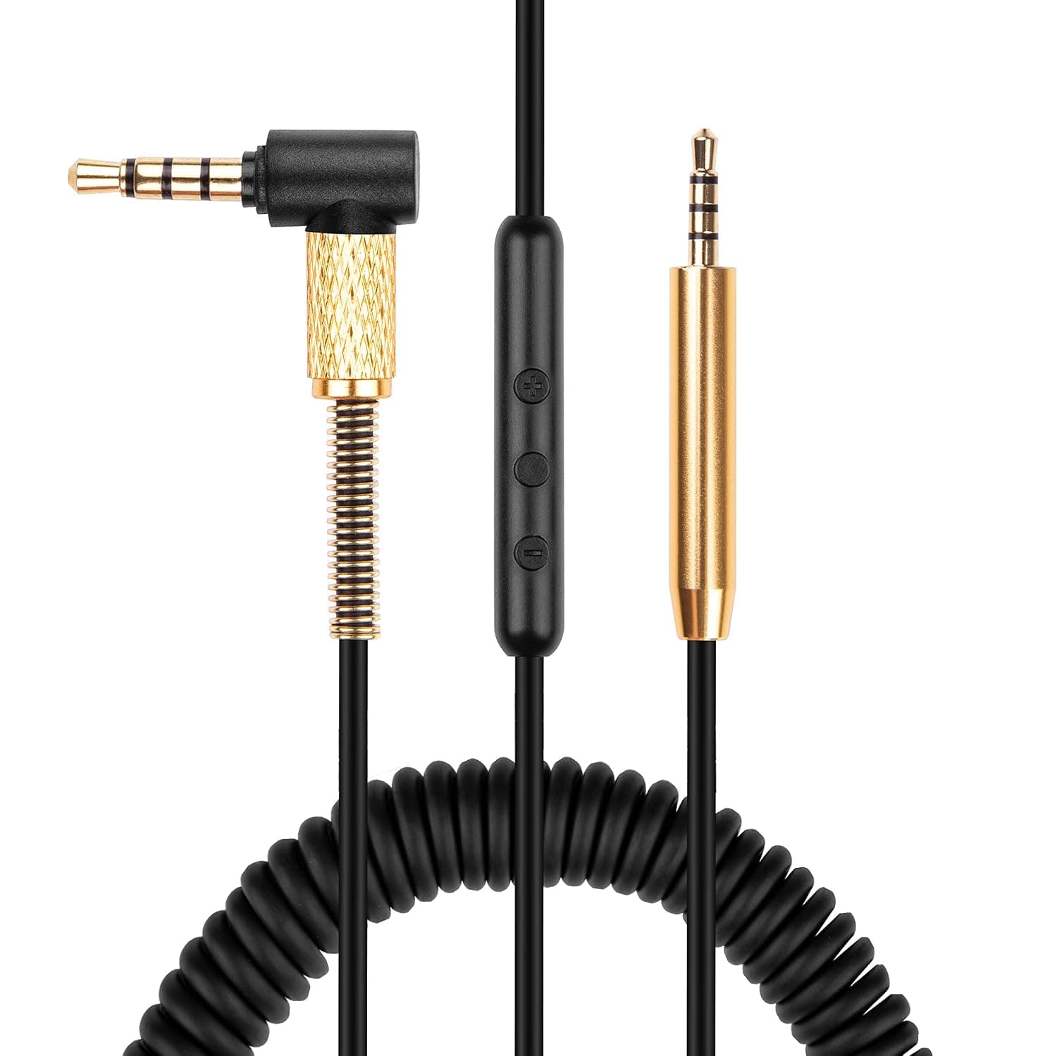QC35 Cable Coiled Aux Cord Replacement for Bose QC25 / QC35 II / 700 / OE2 Gaming Headphones on PS4 Xbox - Inline Mic Volume Control 4ft to 6ft Audio Wire Accessory