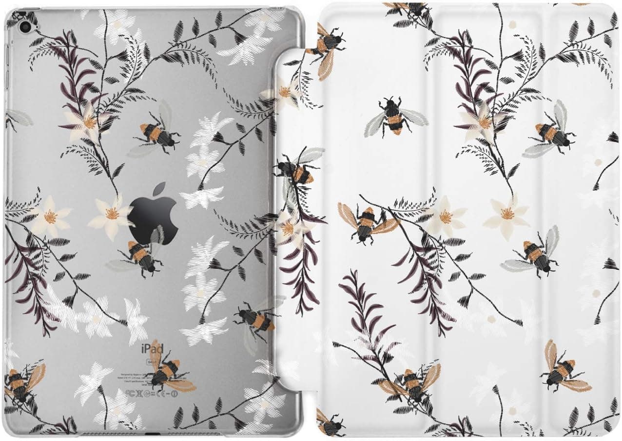 Floral Bees Design Trifold Case Cover for Apple iPad Mini 1 2 3 4 5 Air 2 3 Pro 9.7 10.2 10.5 11 12.9 9.7 inch 2017 2018 2019