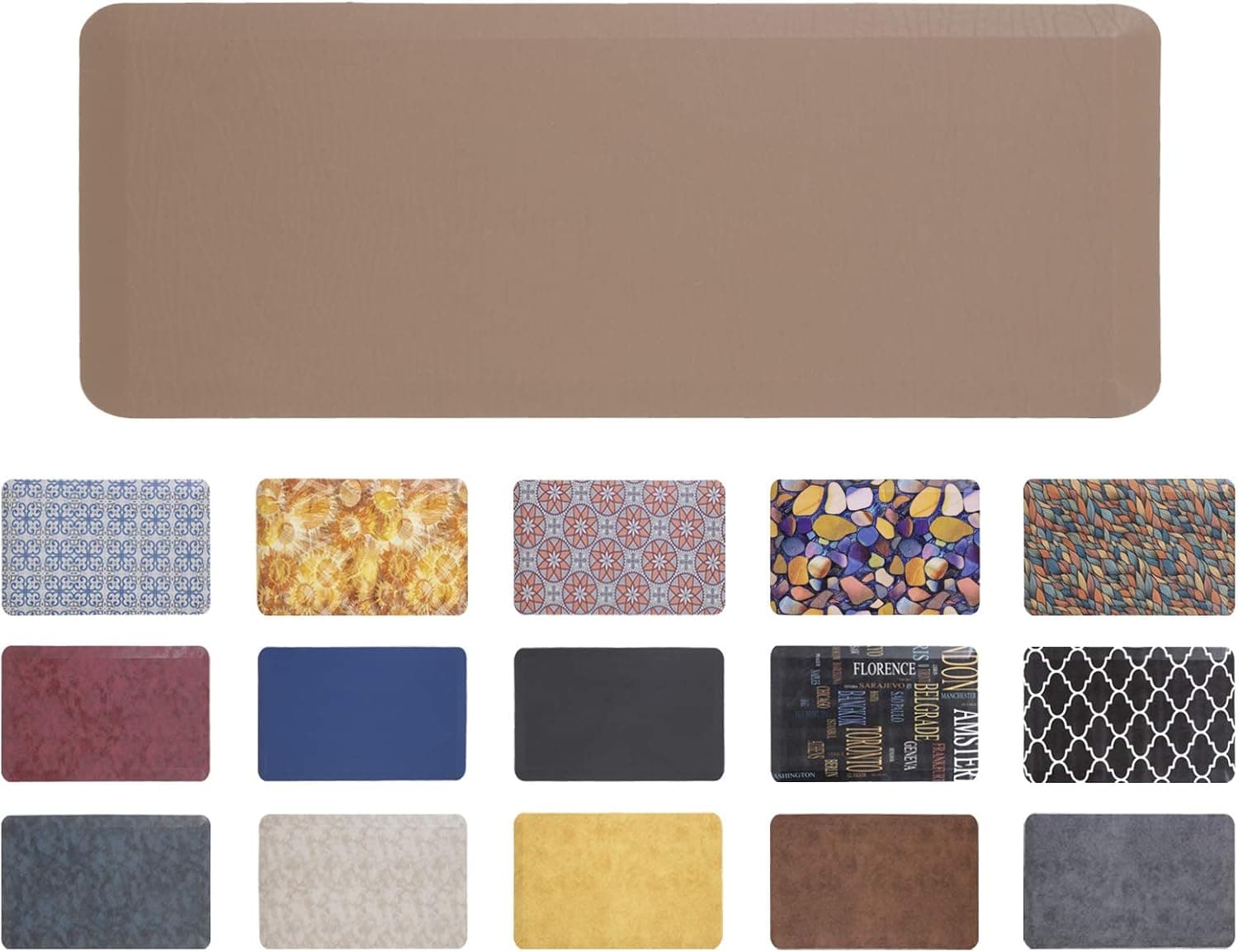 Mabel Home Anti Fatigue Floor Mat- 3 Size(20x32 & 20x39 & 24x70),16 Colors - Standing Desk Mat-Kitchen Floor Mat-Stain Resistant-Home Non-Slip Bottom, Extra Soft (Brown, 24" x 70")