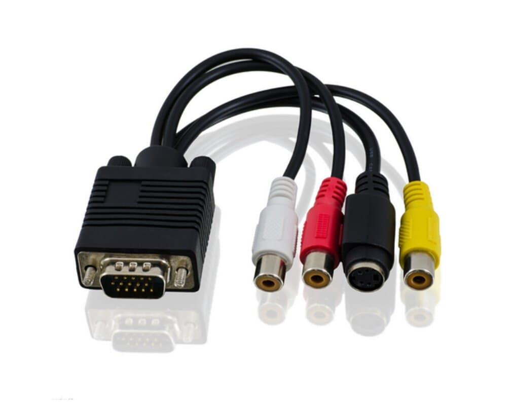 HaoYiShang VGA to Video 3 RCA TV AV Converter Cable Black/Convert VGA/SVGA Super VGA to S-Video/RCA AV Signal/D-SUB 15 pin Connector to S-Video Mini DIN 4 pin