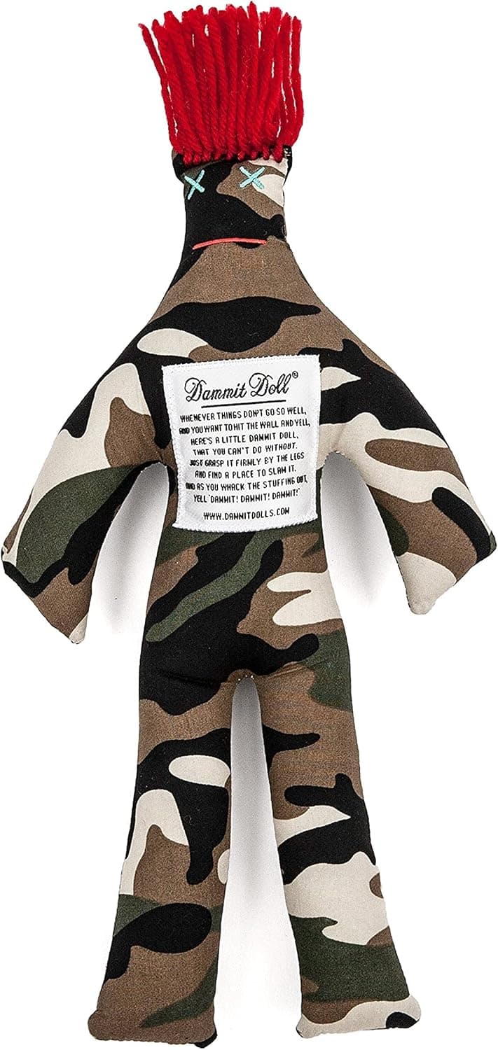 Dammit Doll - Dammit Camo Doll - Chevaleresque - Army OG Camo, Red Hair - Stress Relief, Gag Gift