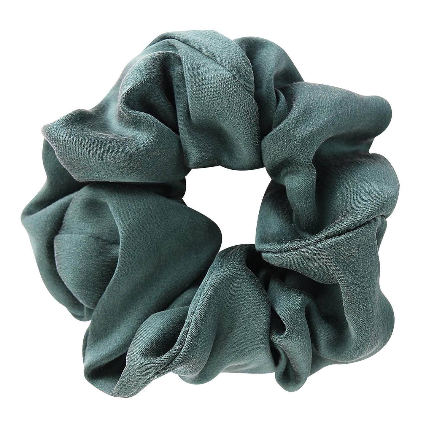 Qiji Silk 100% Silk Hair Scrunchies, Satin Hair Ties Elastic Hair Bands, Scrunchy Hair Ties Ropes for Women or Girls Hair Accessories, Double Layer (1pcs+Green)