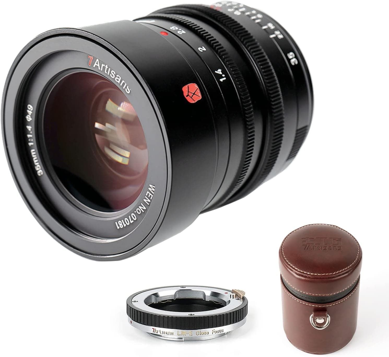 7artisans M35mm f1.4 Full Frame Leica M-Mount Lens for LeicaM2 M3 M 4 Leica SL, TL,TL2,Leica CL, and Fujifilm GFX Mirrorless Cameras Gift for LeicaM to E Close Focus Adapter