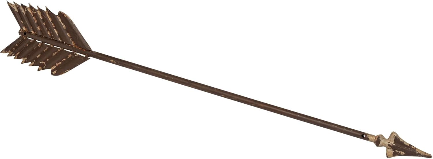 Creative Co-op DA3497 Metal Arrow Wall Décor, Distressed Rust Finish, 27.5" long