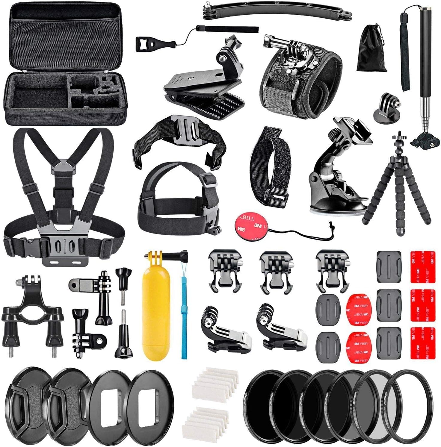 Navitech 60-in-1 Action Camera Accessories Combo Kit with EVA Case Compatible with The Drift HD Ghost | Drift HD Action Cam| Drift Ghost 4K | Drift Ghost-S | Stealth 2 | 10-009-00
