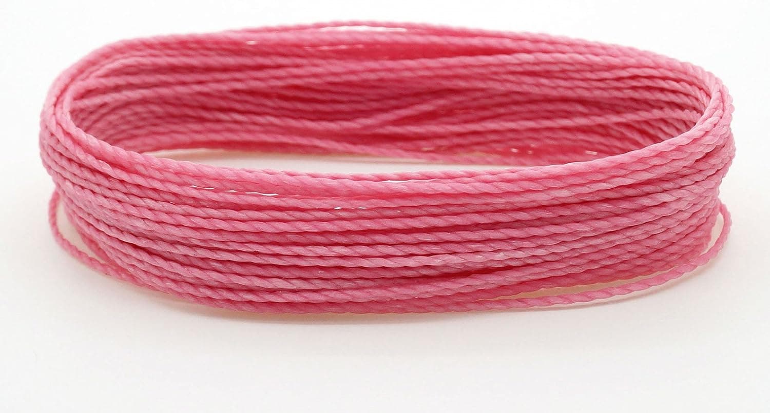 Pale Pink 1mm Waxed Polyester Twisted Cord Macrame Bracelet Thread Artisan String (30yards Skein)