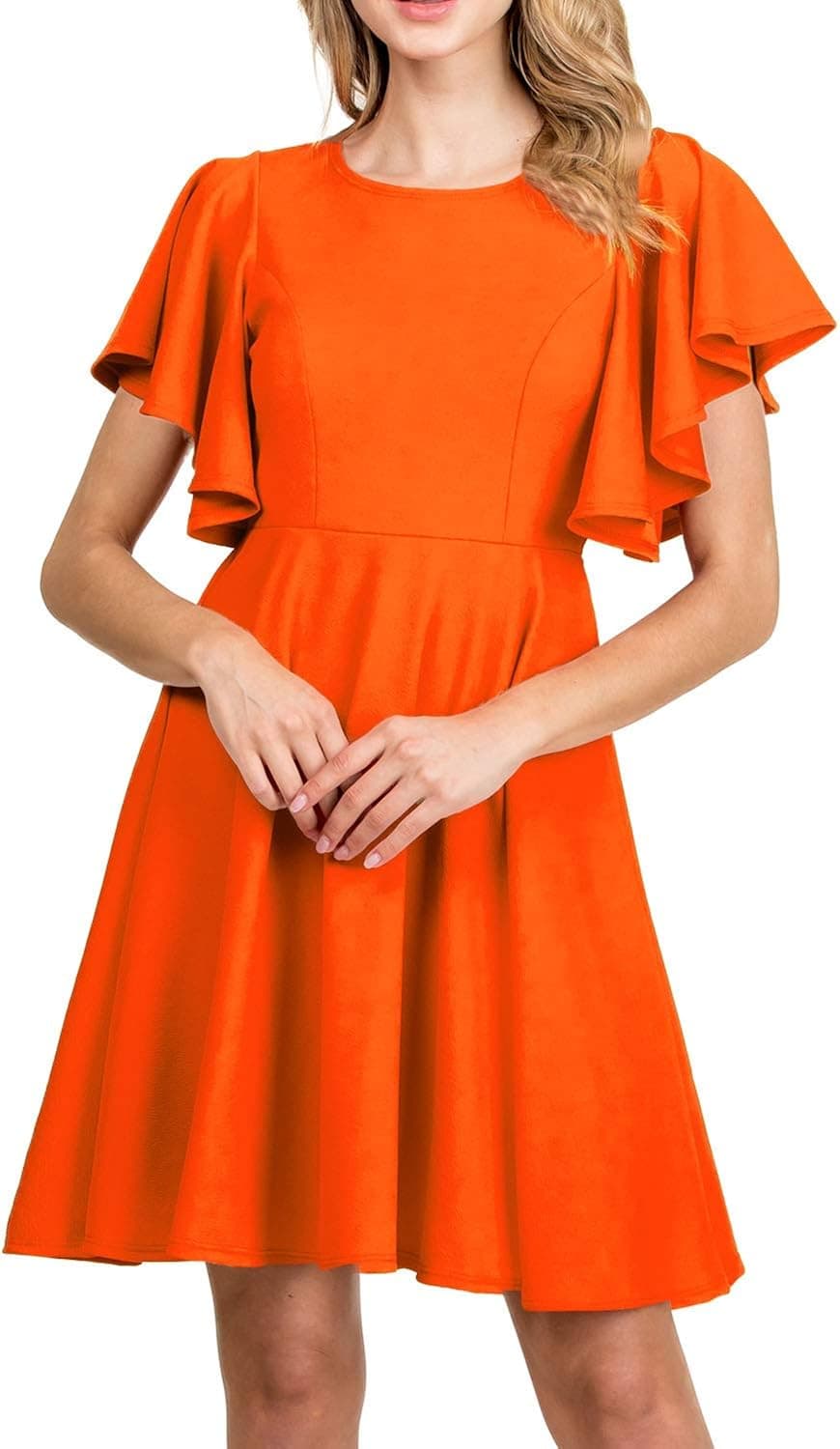 FASHIONOLIC Women's Stretchy A Line Swing Flared Skater Cocktail Party Dress Made in USA