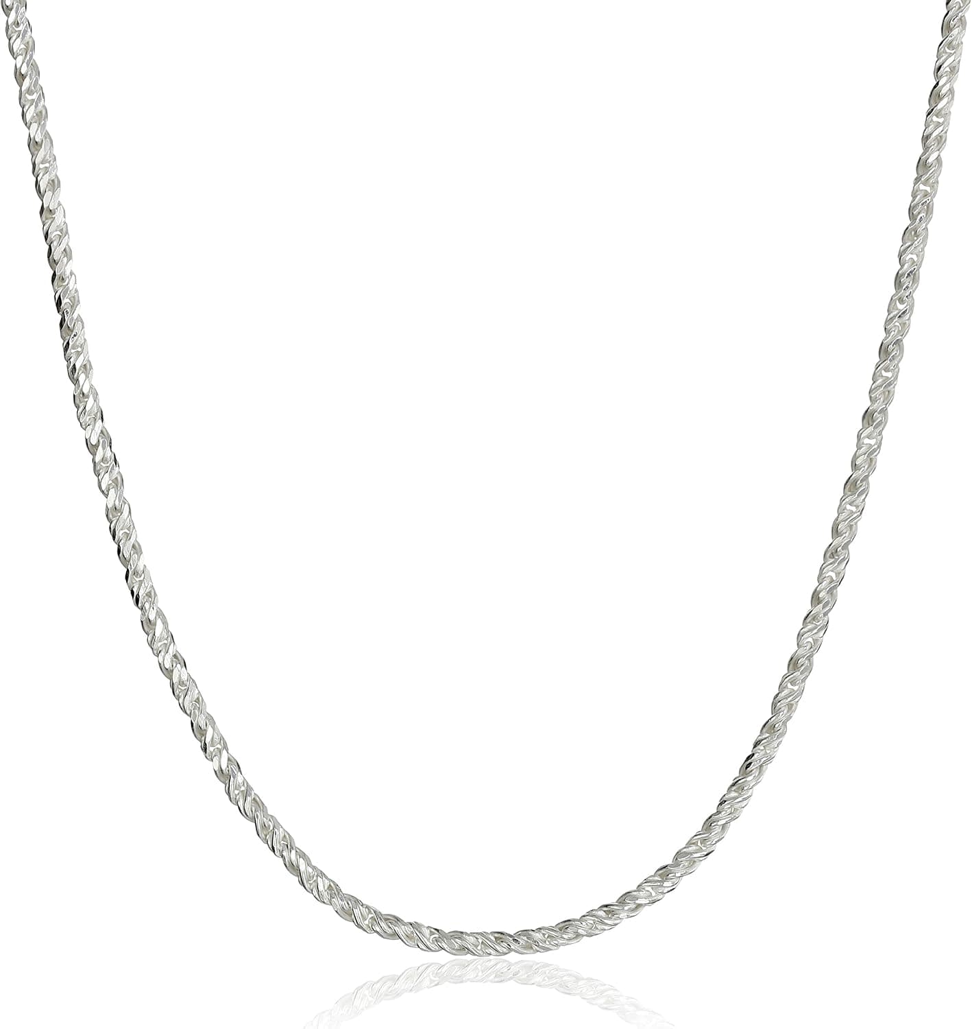 Amazon Collection Sterling Silver 1.2mm Sparkle Chain Necklace