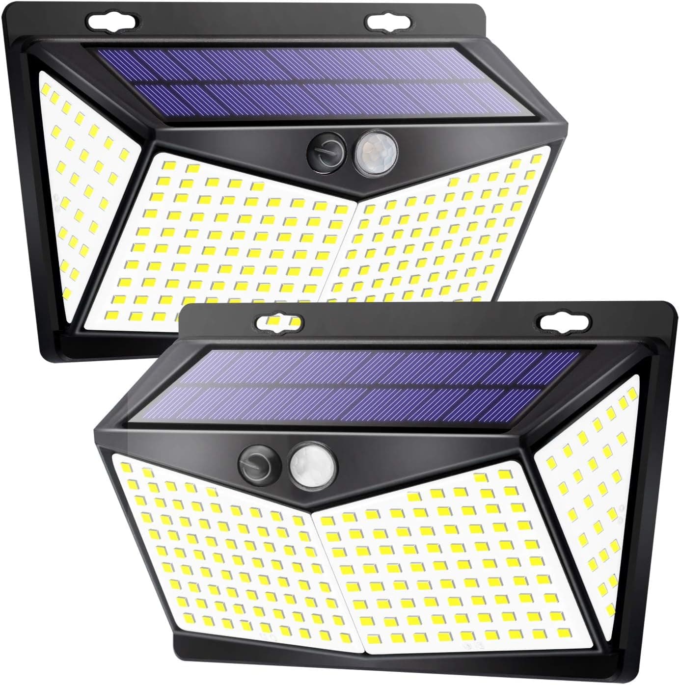 KSQ Solar Lights Motion Sensor, 208 Led Super Bright& Ultra Wide Angle Solar Motion Lights, IP65 Waterproof High Sensitive Solar Security Light for Garden Patio Backyard Garage (2Pack)