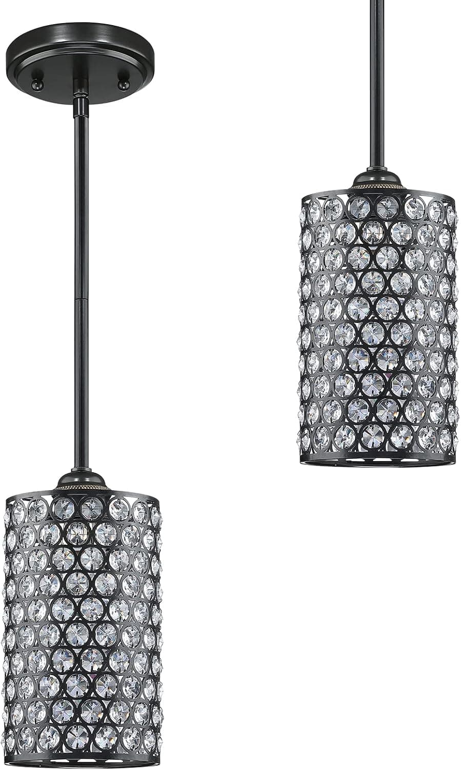 Doraimy Lighting 2 Pack 1 Light Polyhedron Crystal Kitchen Island Pendant Ceiling Light Oil Rubbed Bronze Finish for Dining Room, Corridor,Living Room
