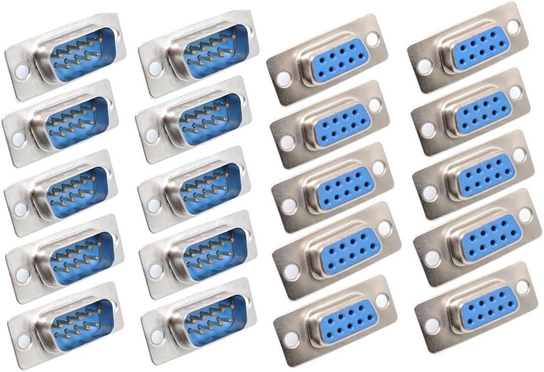 Willwin 20pcs DB9 10 Male + 10 Female 9Pin Pc Accessories Connector Adaptor